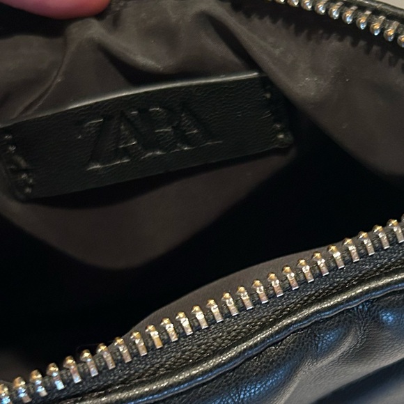 Zara Black Faux Leather Quilted Puffer Shoulder Bag Purse - Picture 7 of 7